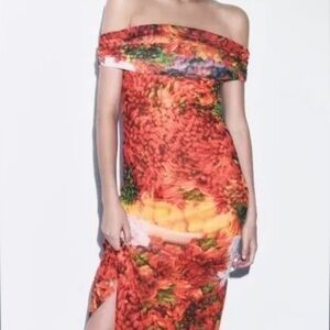 RARE| Zara Print Dress With Tulle| Size S